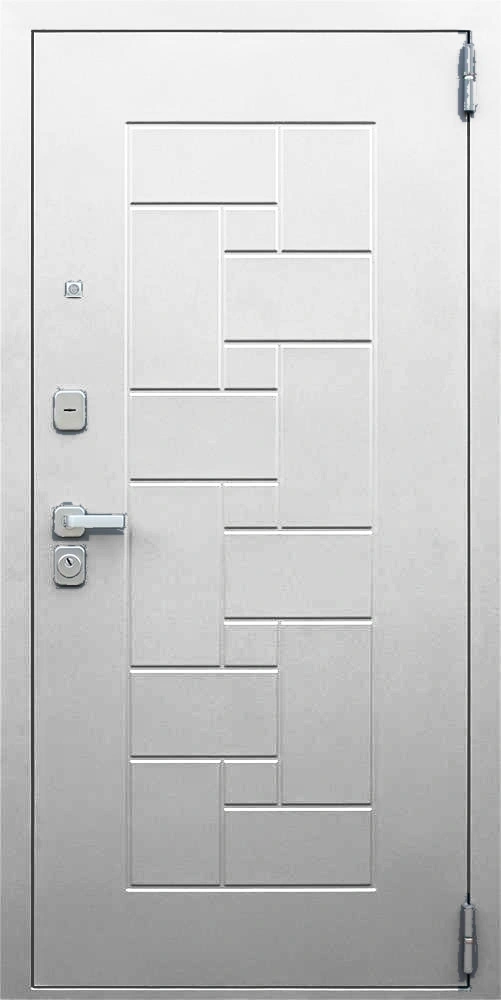 Стальная дверь «Вижн» с зеркалом светло-серый